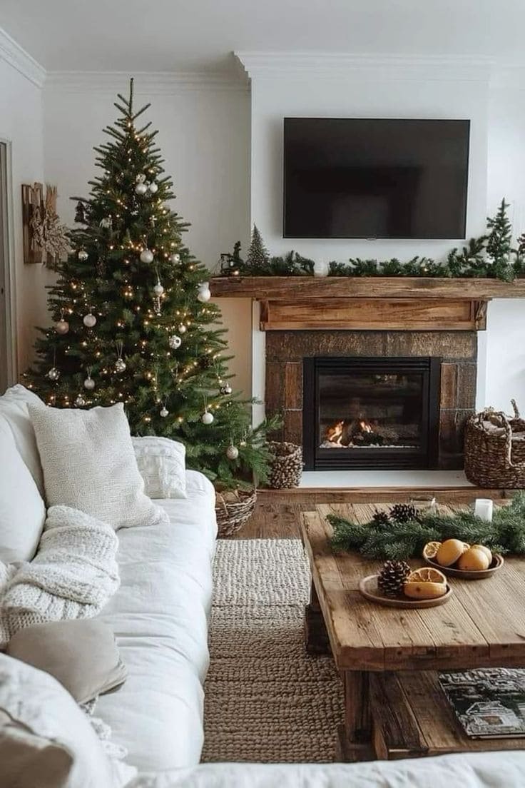 Rustic Simplicity Christmas Living Room