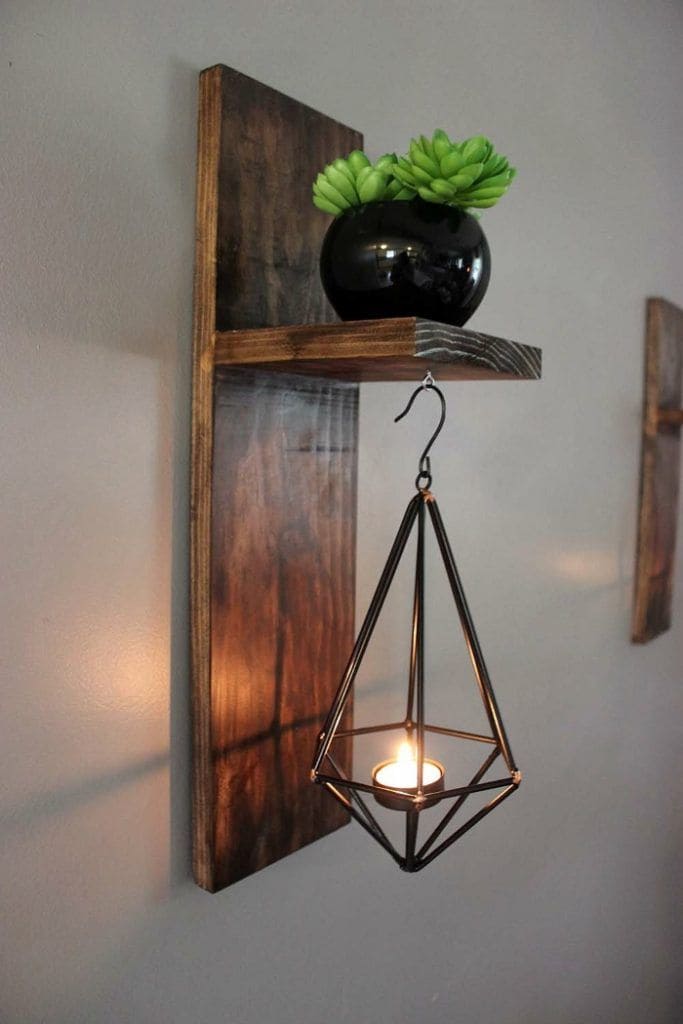 Rustic Wall Sconce Shelf Design