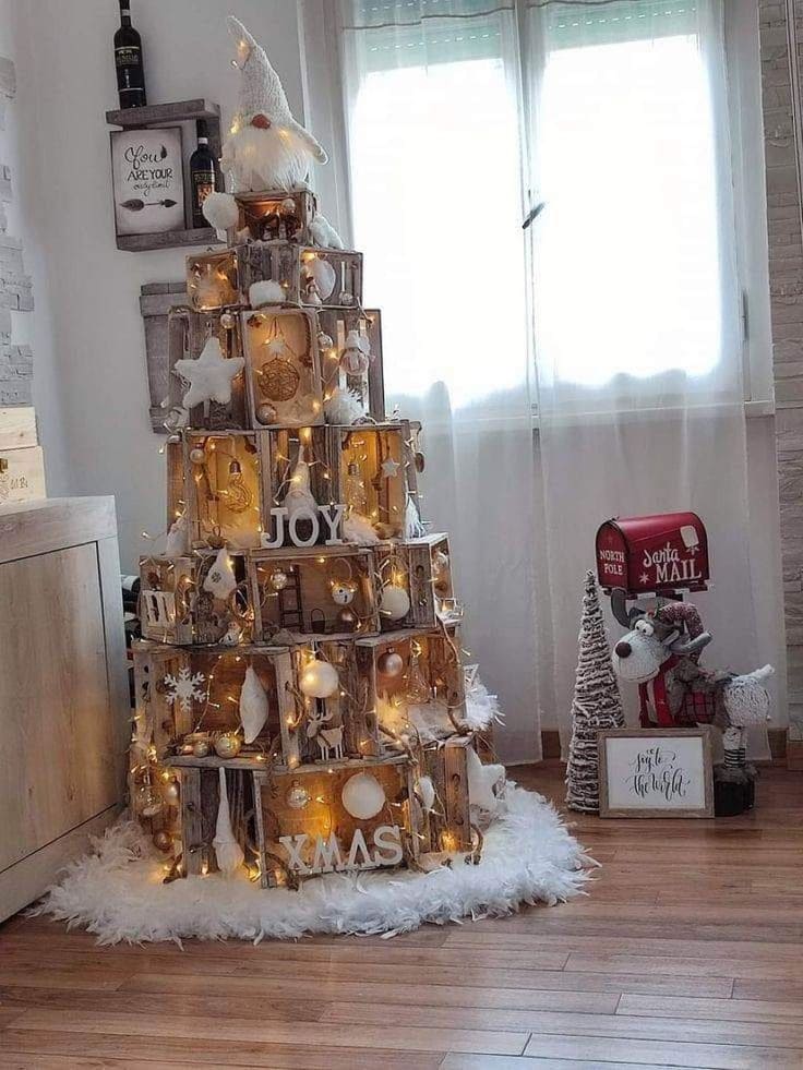 Rustic and Radiant Holiday Crate Tree