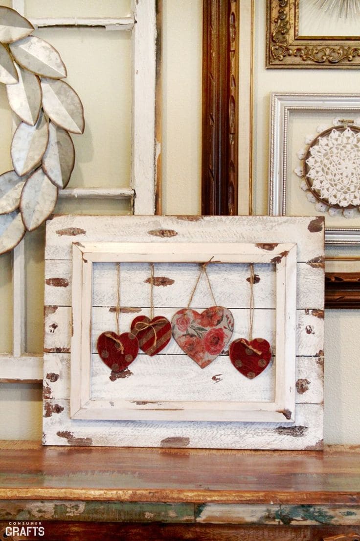 Rustic and Vintage Valentines Heart Frame