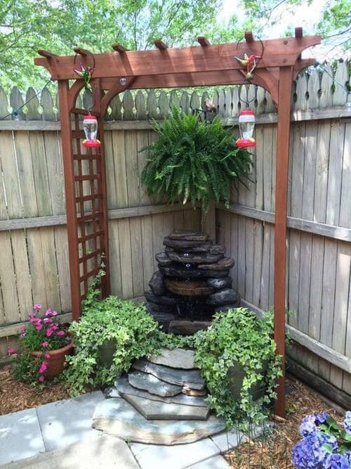 Serene Backyard Waterfall Corner Oasis