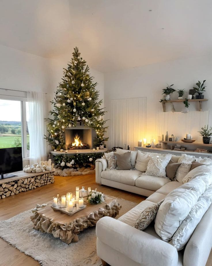 Serene Elegance Christmas Living Room