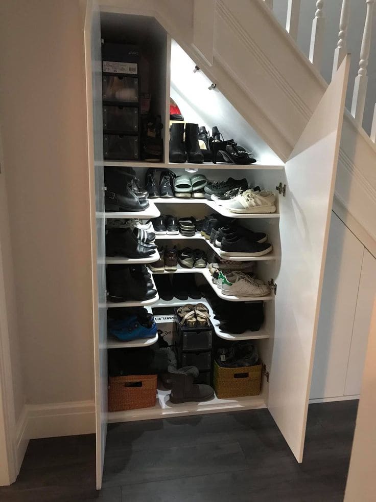 Smart and Stylish Under-Stair Shoe Storage