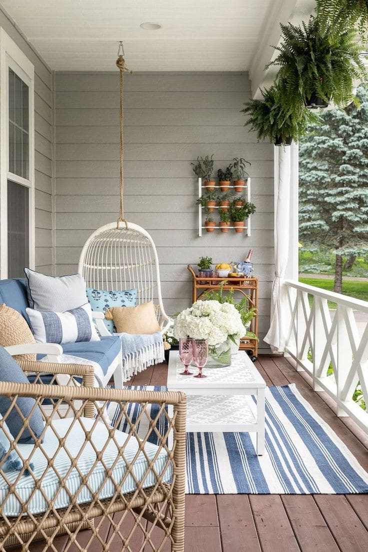 Summer Porch with Hanging Greenery