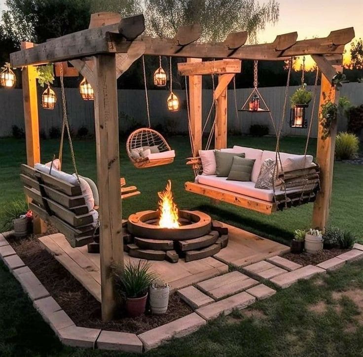 Swinging Serenity Fire Pit Haven