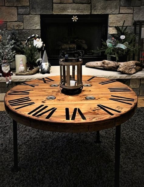 Timeless Spool Clock Table