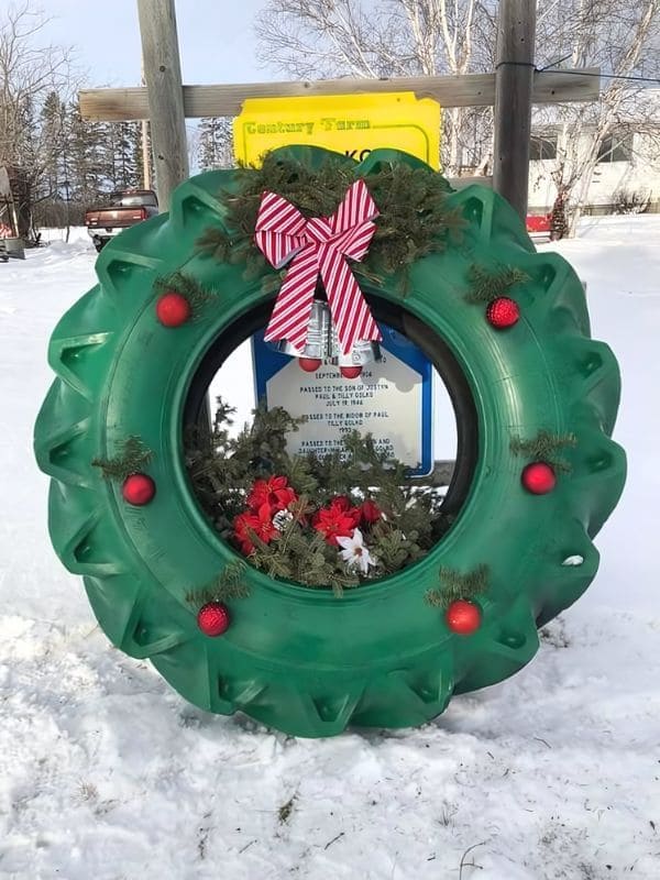 Tire-Inspired Christmas Wreath