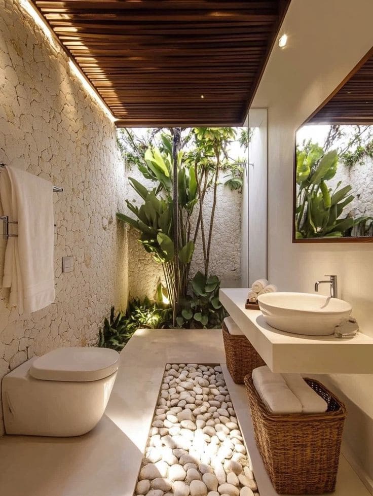 Tropical Bathroom Retreat With Natural Elegance