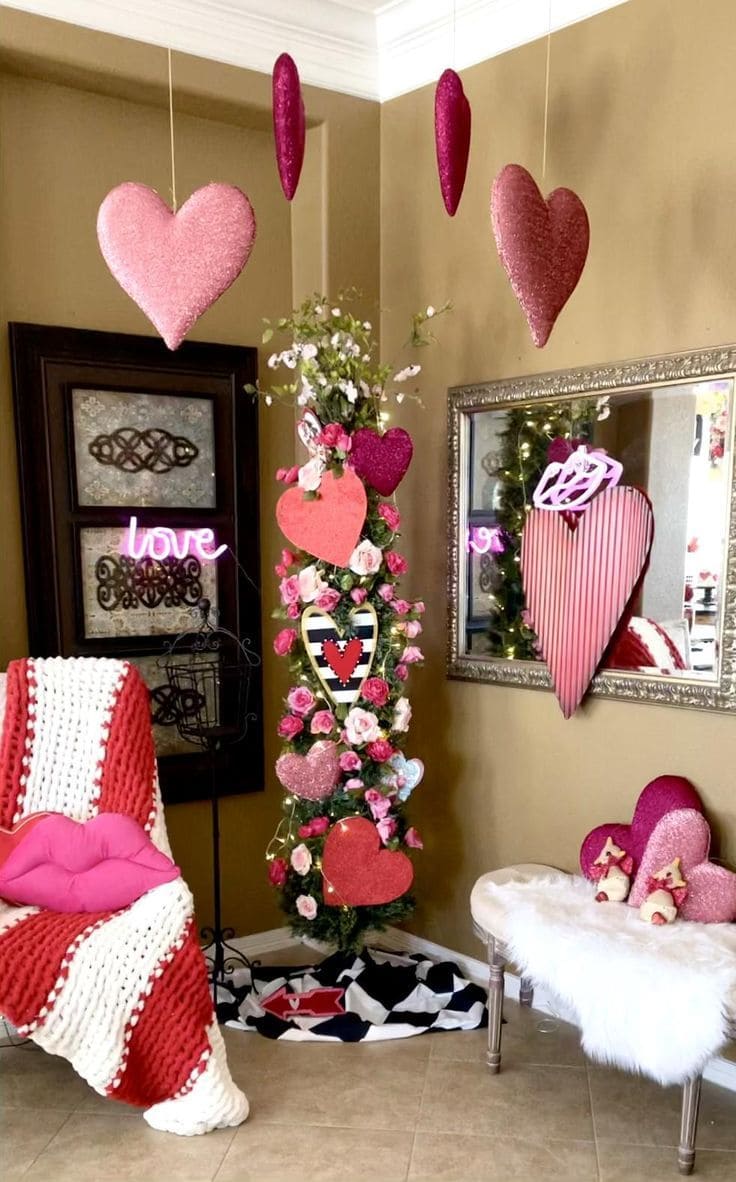 Valentines Tree with Heart Accents