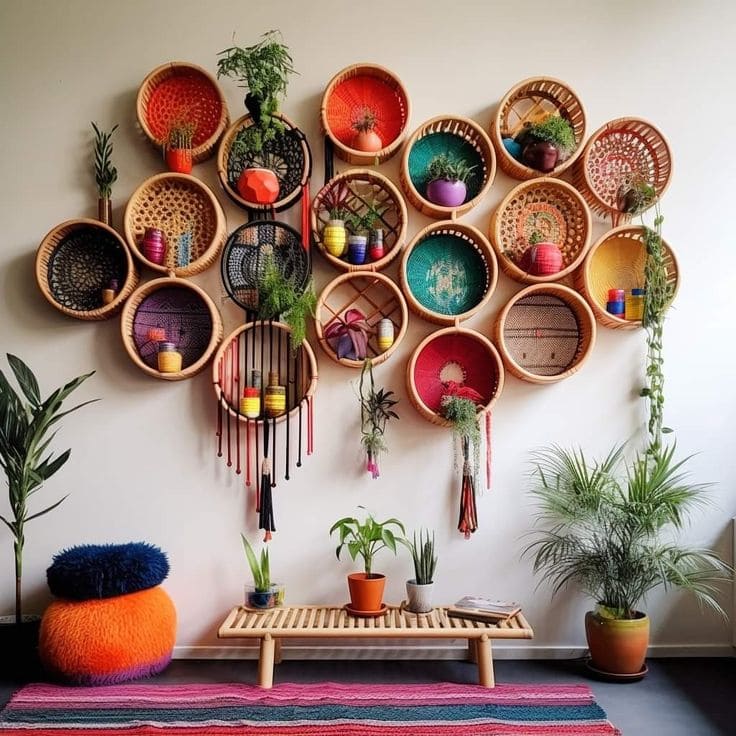 Vibrant Boho Basket Wall Delight