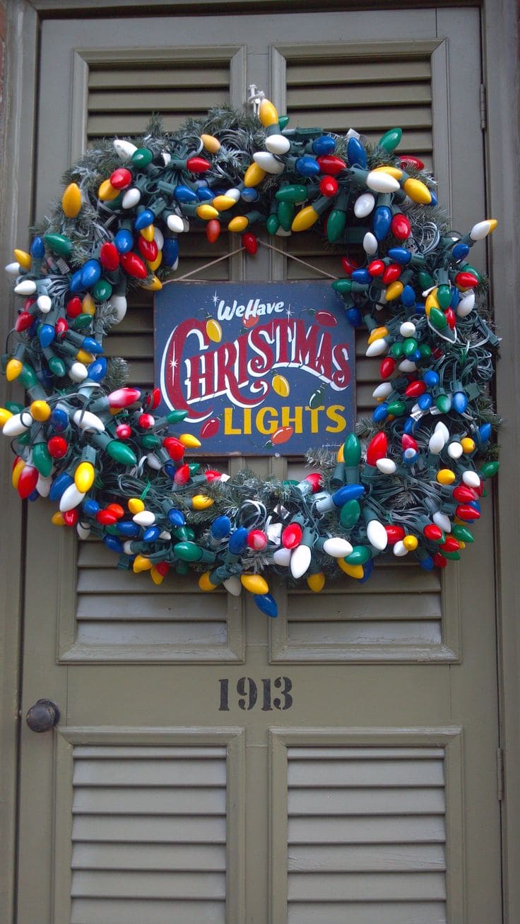 Vibrant Festive Light Bulb Wreath