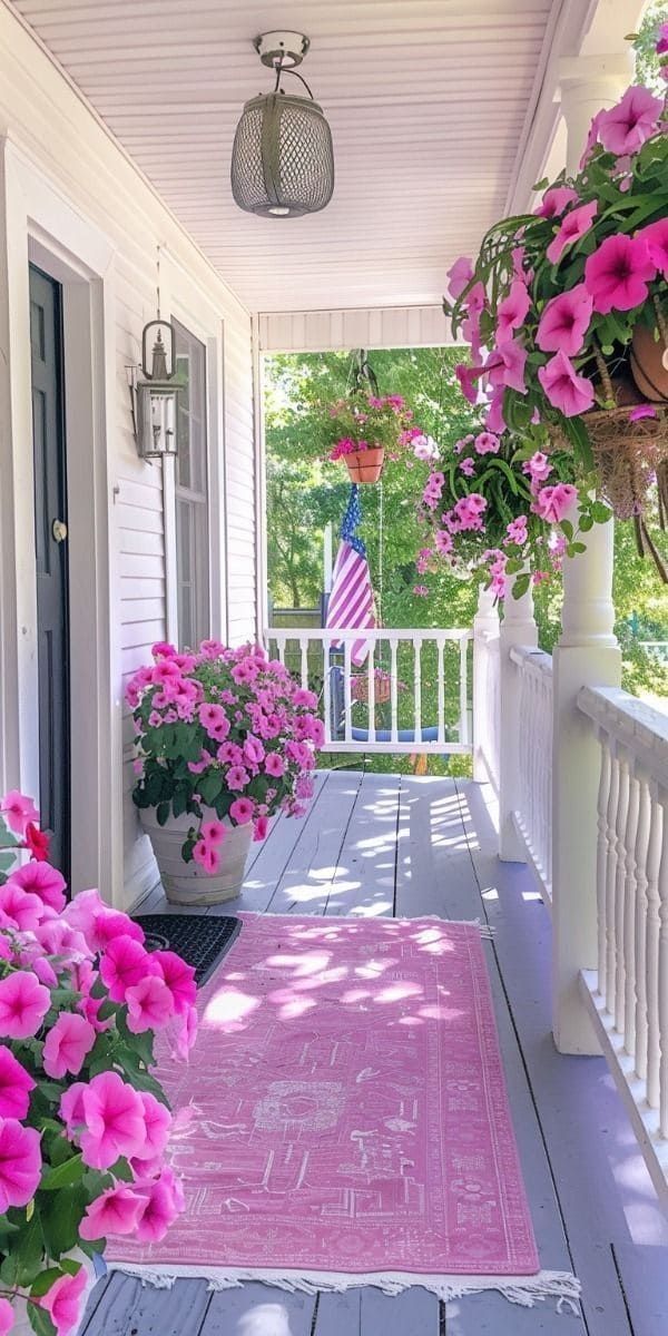 Vibrant Pink Blossoms Summer Porch