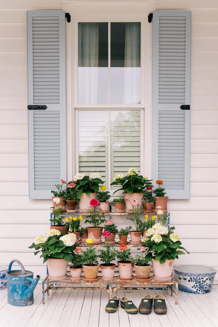 Vibrant Tiered Flower Display for Spring