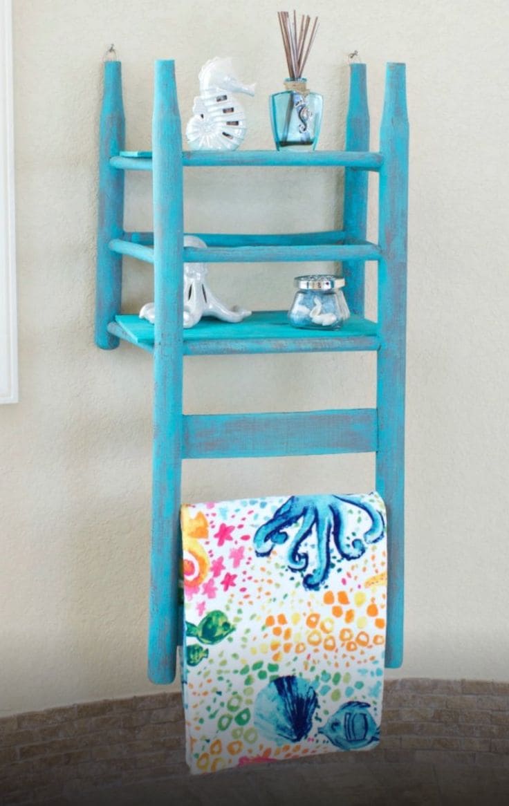 Vibrant Upcycled Chair Towel Rack