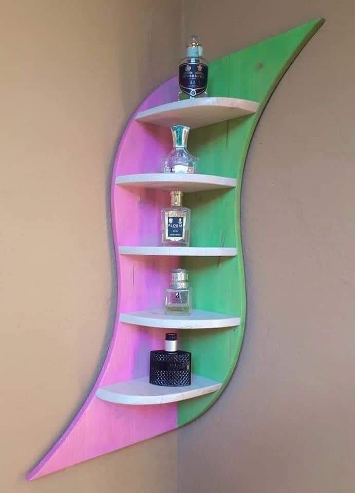 Vibrant and Artistic Curved Corner Shelf