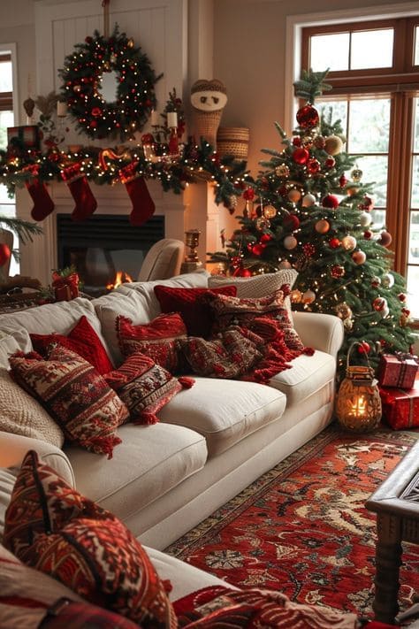 Warm and Elegant Christmas Living Room