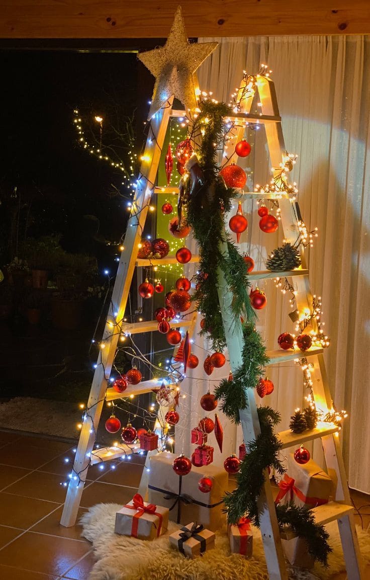 Warm and Whimsical Ladder Christmas Tree