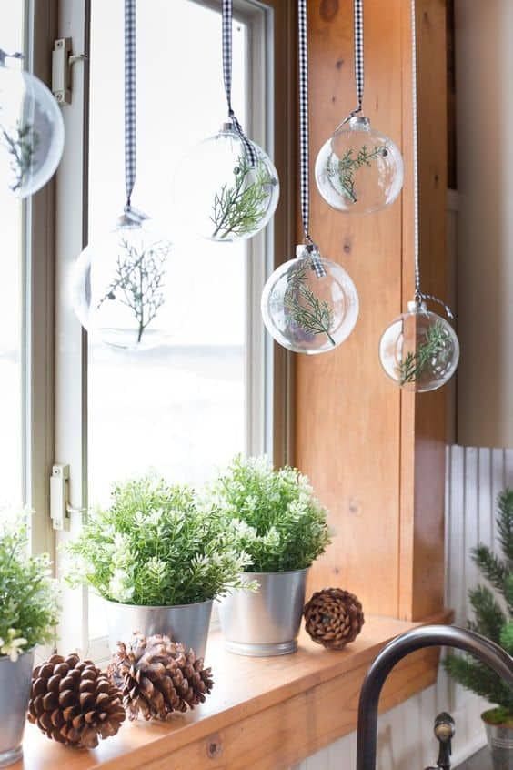 Whimsical Hanging Ornaments and Greenery