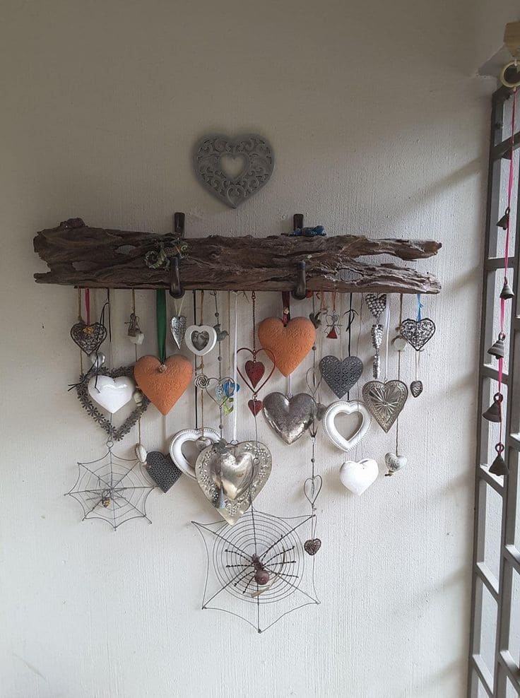 Whimsical Hearts Hanging Display Art