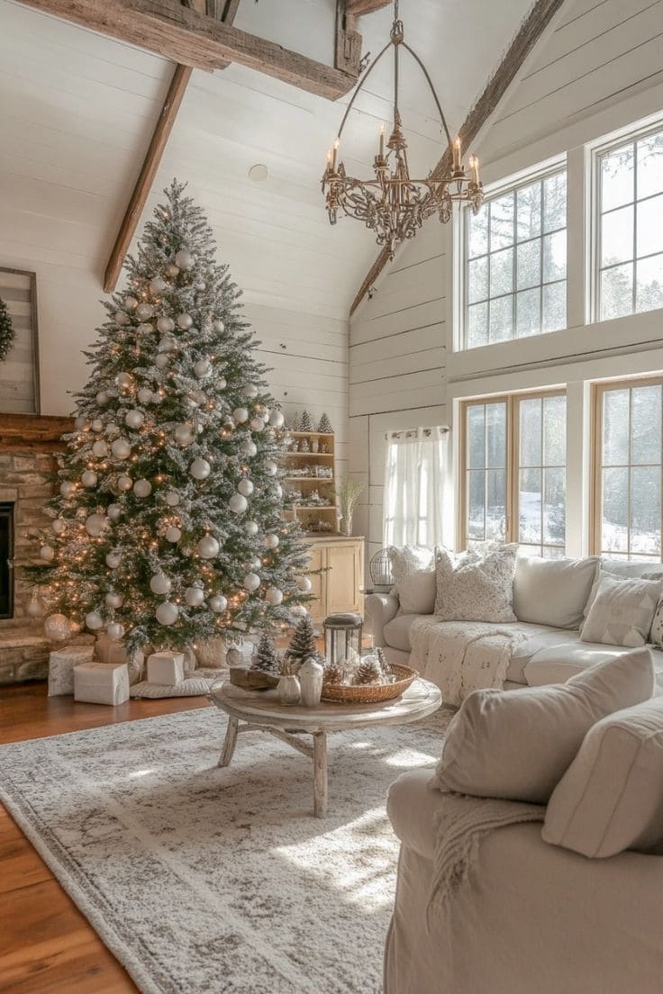 White Winter Wonderland Christmas Living Room