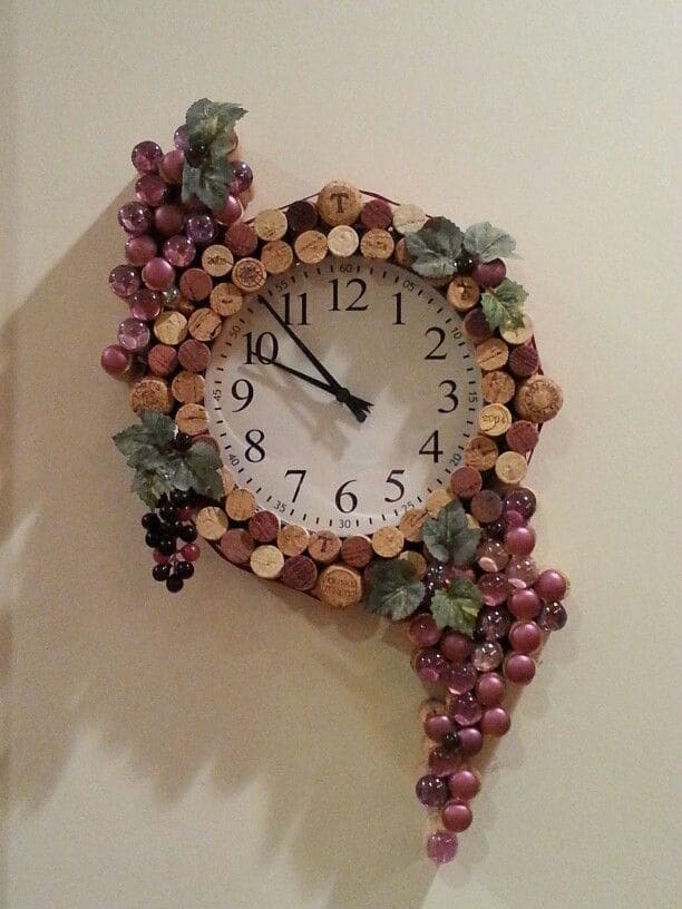 Wine Cork Clock In Grape Shape