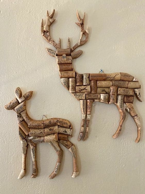 Wine Cork Deer Family