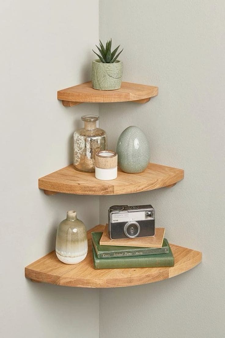 Wooden Corner Display Shelves