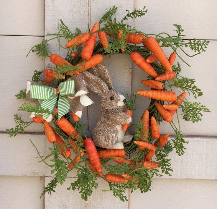 Adorable Bunny and Carrot Easter Wreath