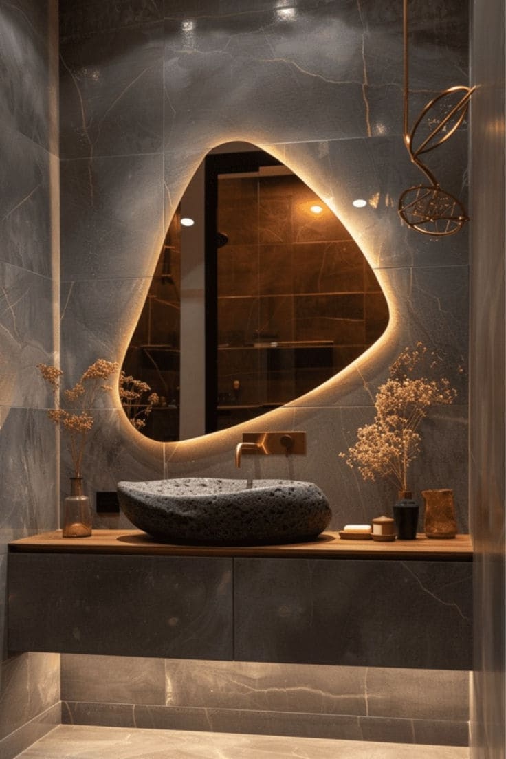 Asymmetrical Illuminated Mirror