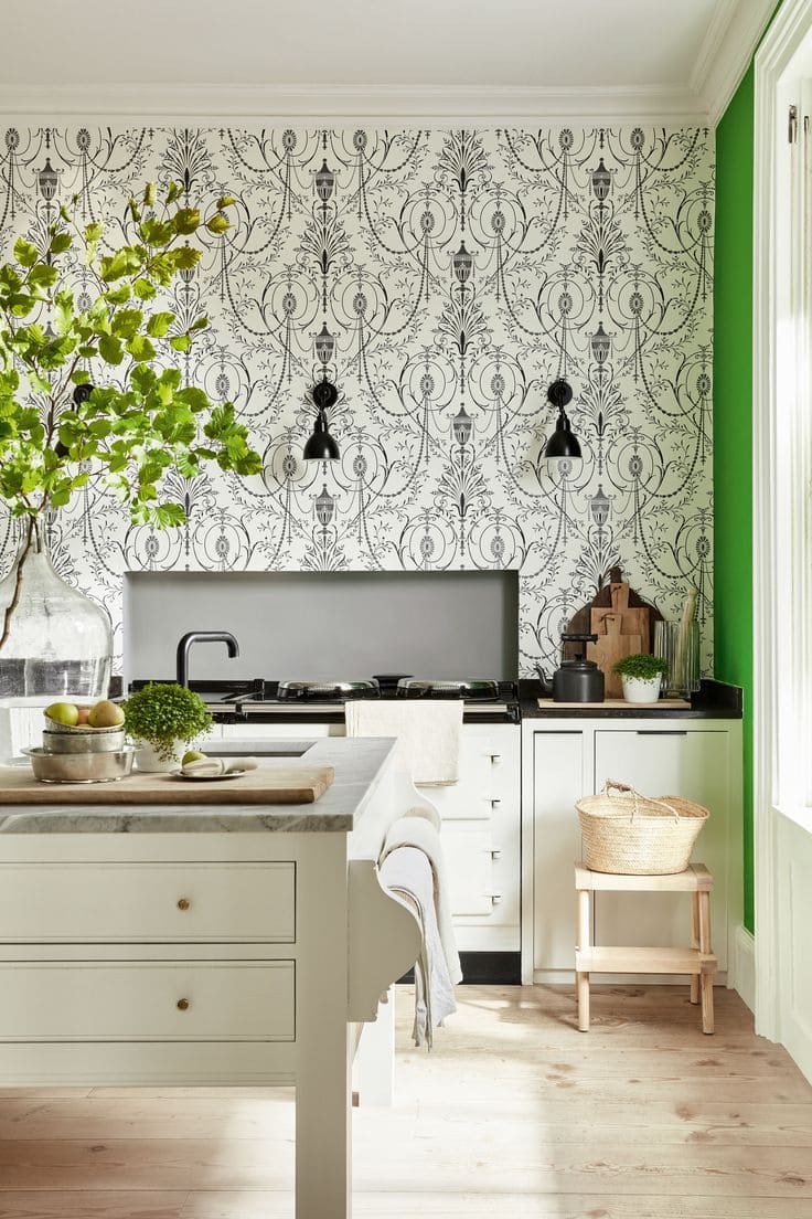 Black-and-White Kitchen Wallpaper Charm