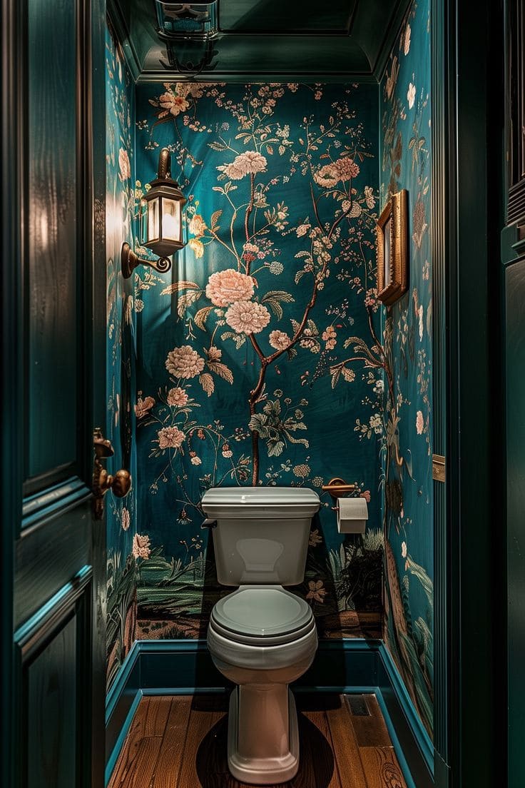 Bold Floral Powder Room Elegance