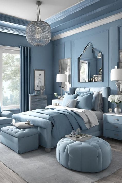 Bold Serenity in Blue Bedroom Design