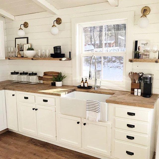 Bright Rustic Charm White Kitchen Design