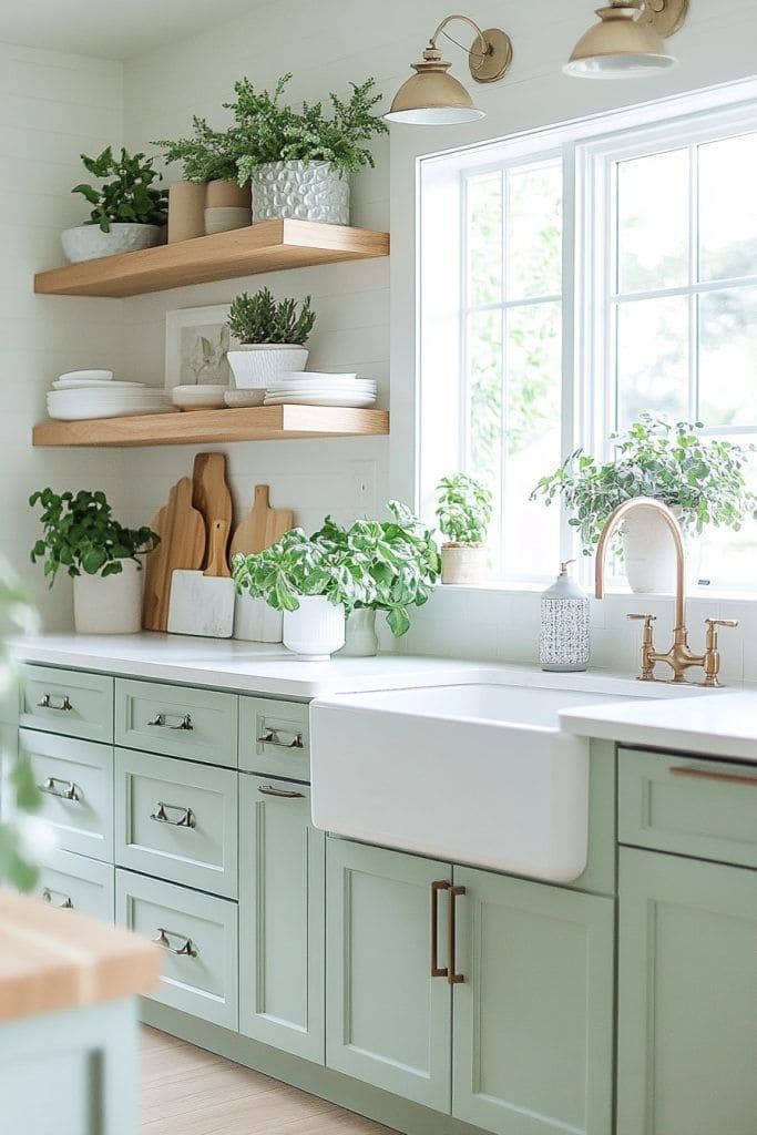 Bright and Refreshing Sage Green Kitchen