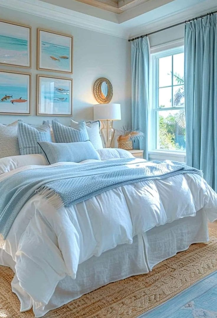 Calming Coastal Blue Bedroom Retreat