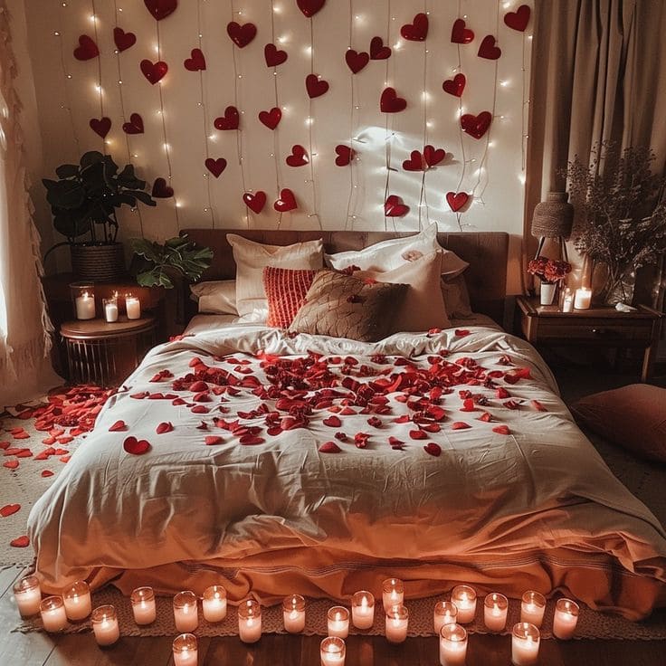 Candlelit Bedroom with Heartfelt Touches