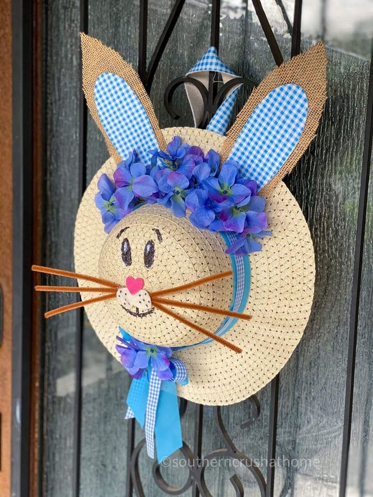 Charming Bunny Hat Easter Wreath