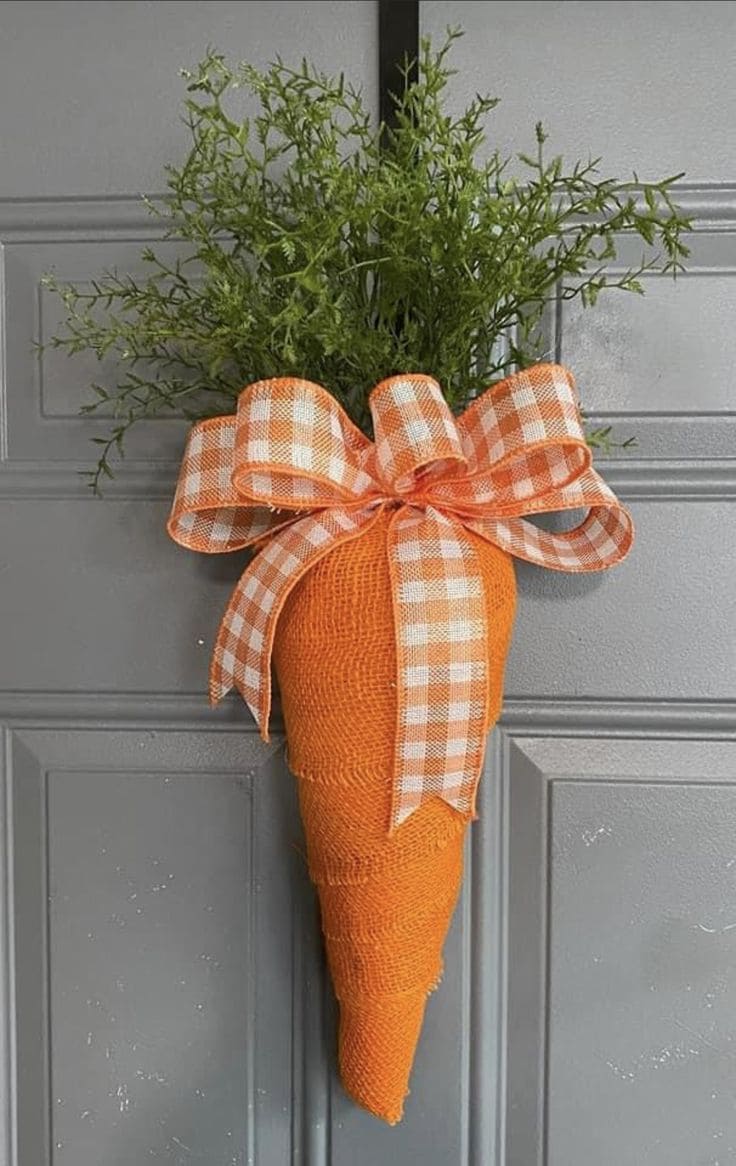 Charming Burlap Carrot Easter Wreath