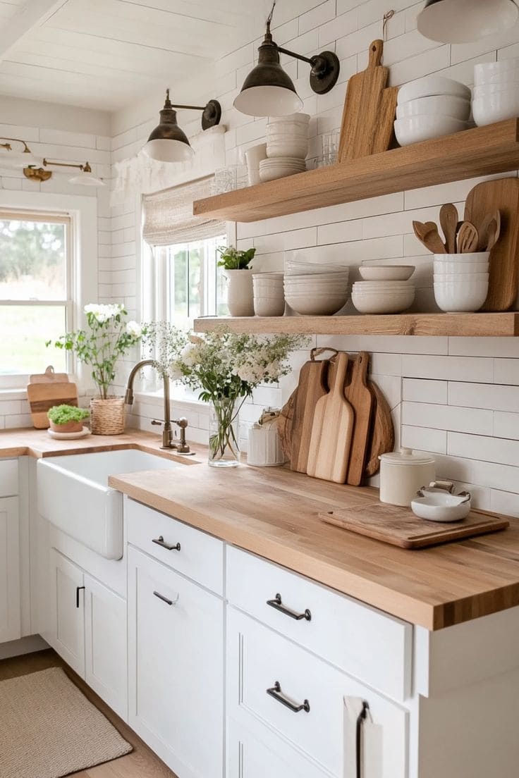 Charming Farmhouse-Inspired White Kitchen