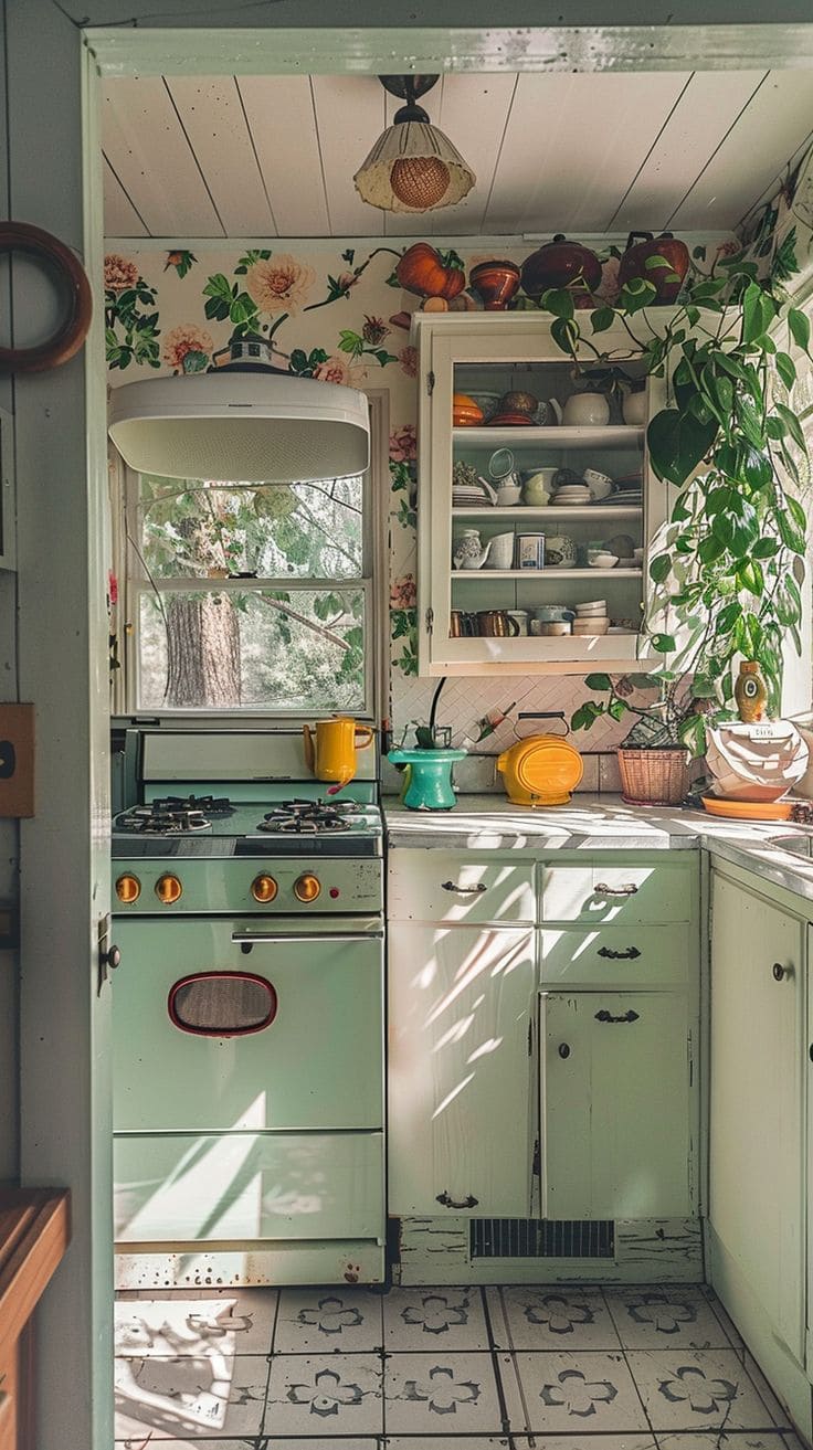 Charming Floral Vintage Kitchen Escape