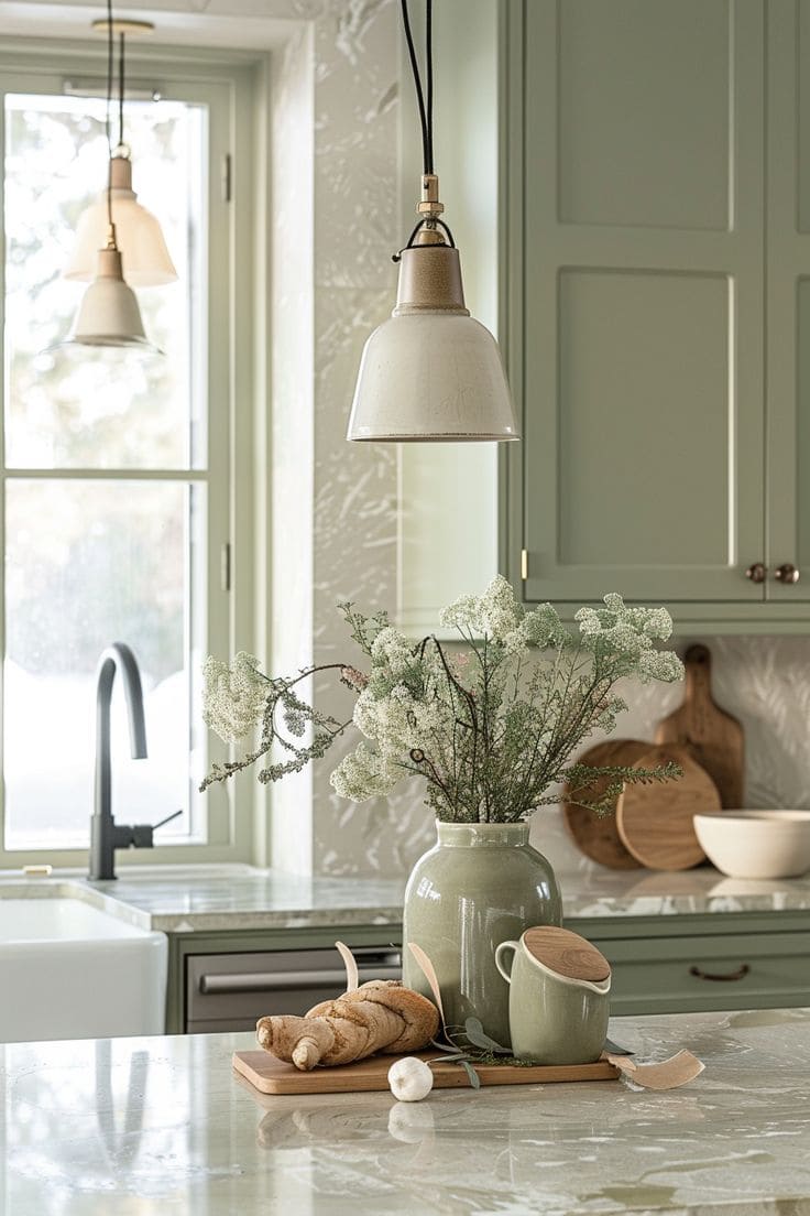 Charming Sage Green Kitchen Elegance