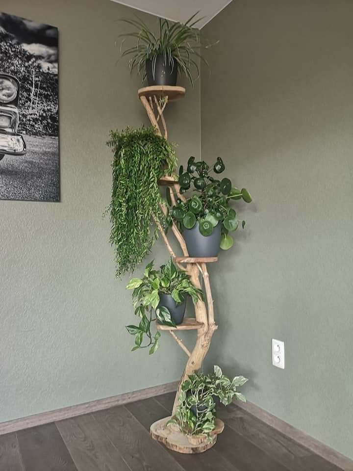 Charming Vertical Driftwood Plant Stand