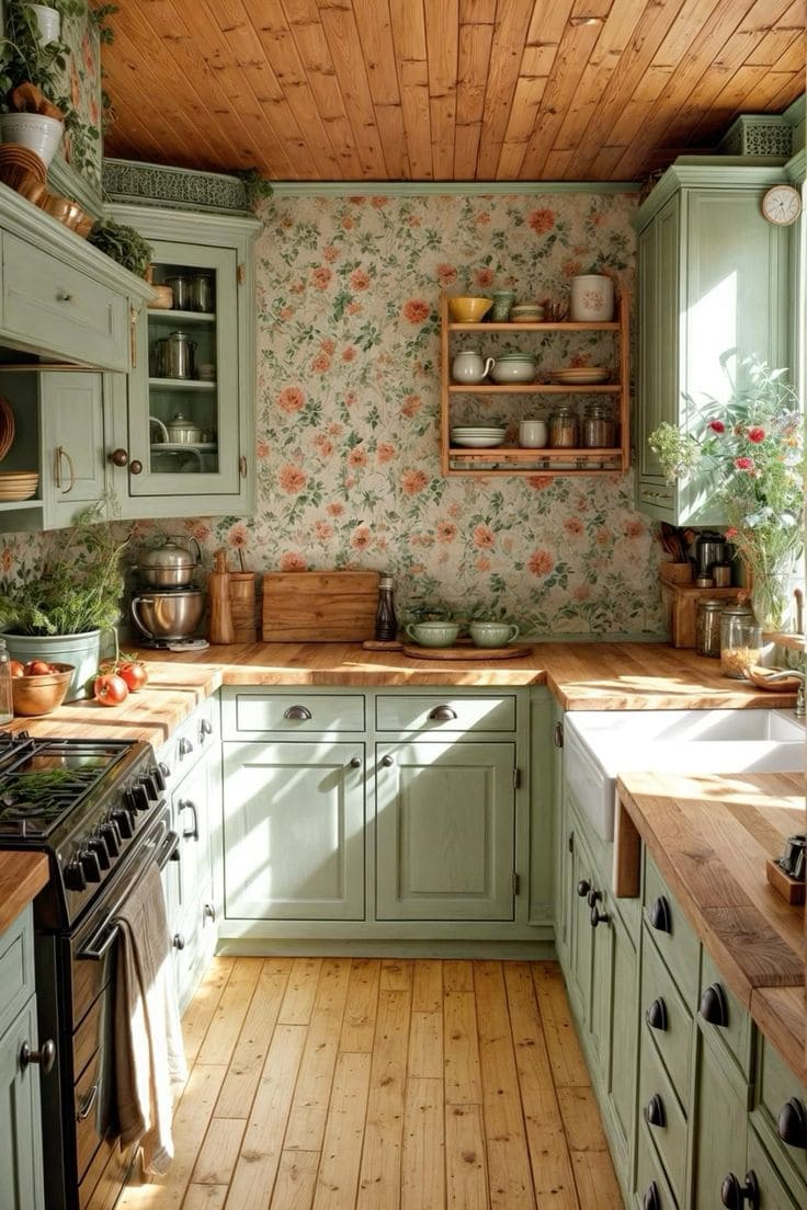 Charming Vintage Sage Kitchen Bliss