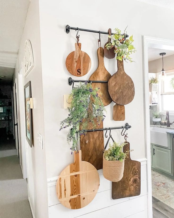 Charming Wall-Mounted Cutting Board Display