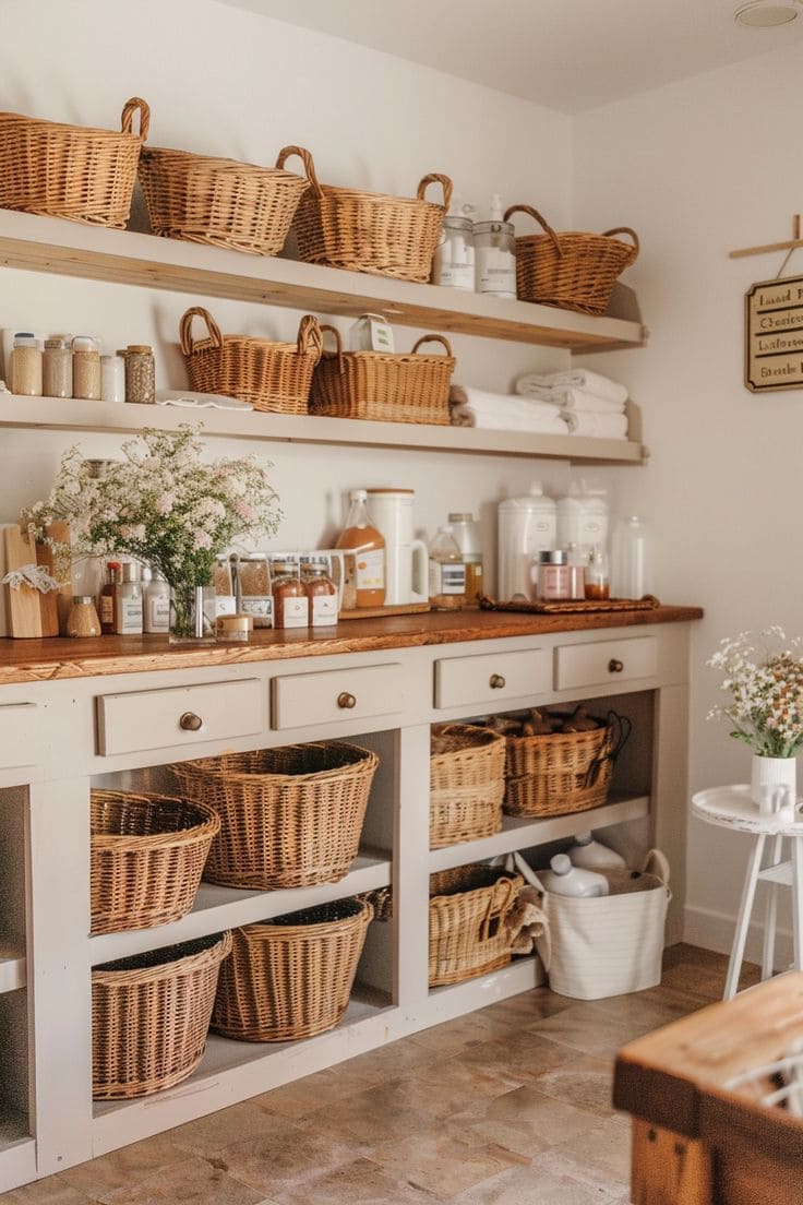 Charming Wicker Basket Kitchen Storage