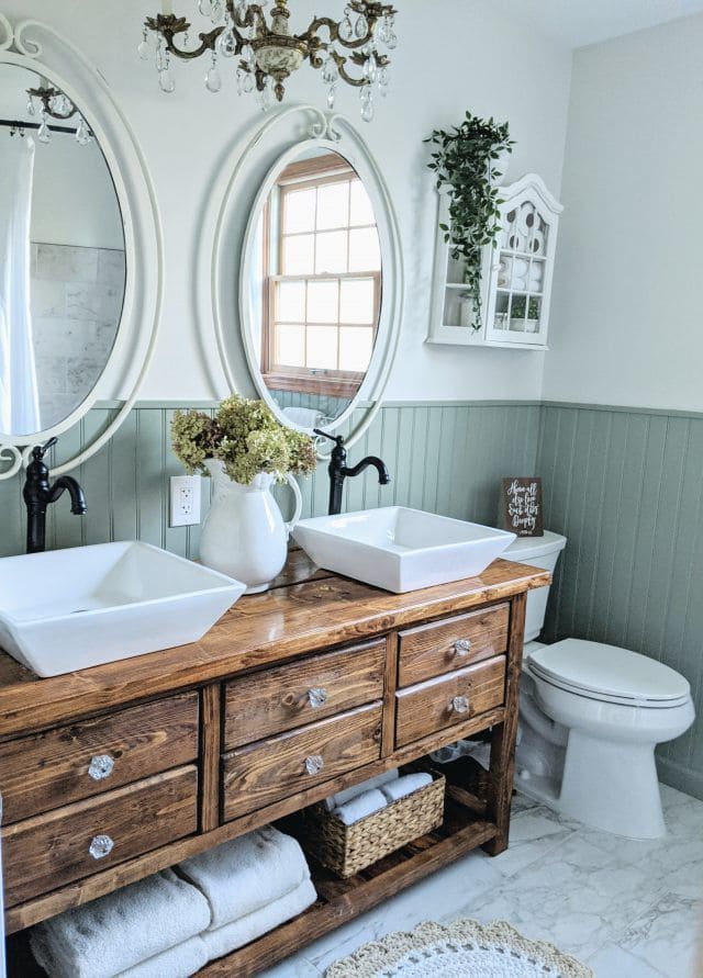 Chic Dual Vanity with Rustic Elegance