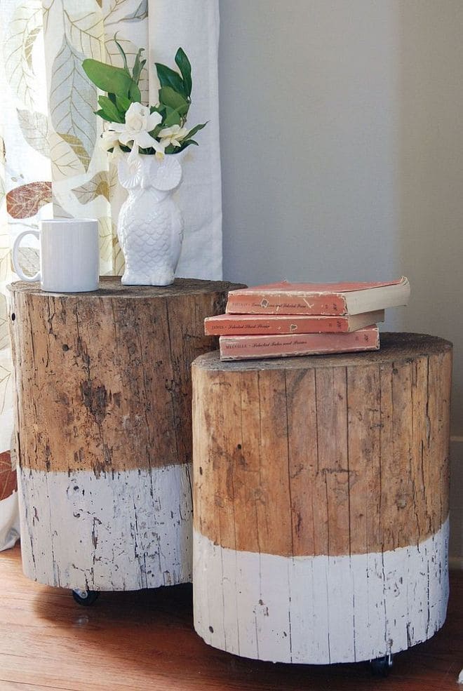 Chic Rustic Tree Stump Side Tables