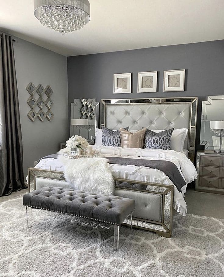 Chic Silver-Grey Bedroom Design