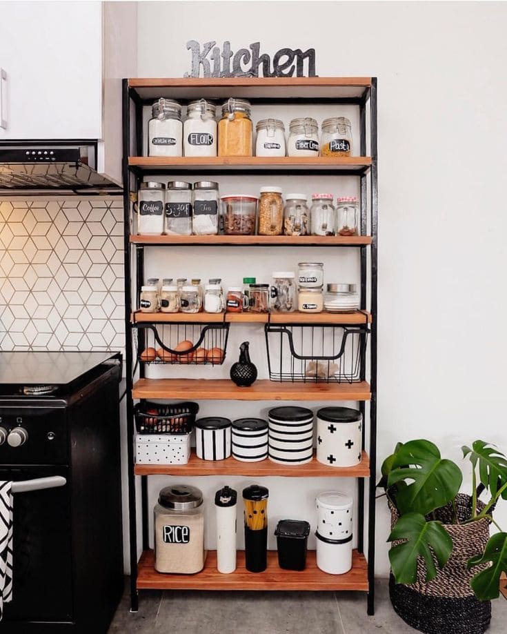 Chic and Functional Freestanding Kitchen Shelving