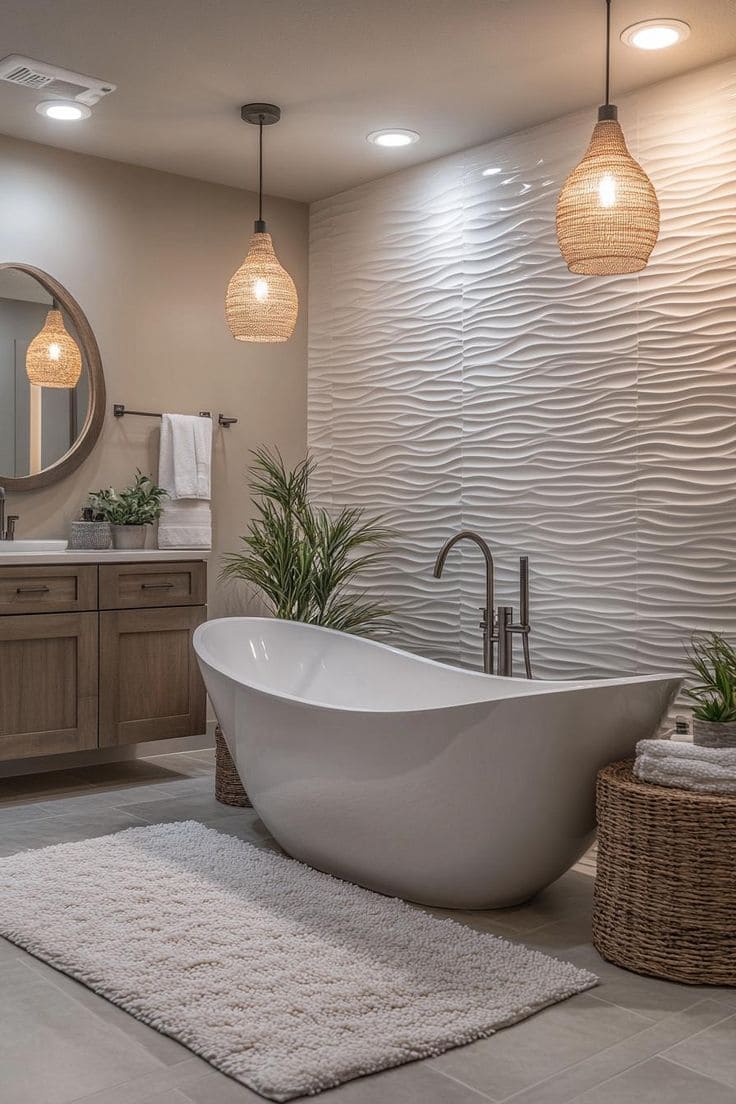 Coastal Bliss Bathroom with Textured Elegance